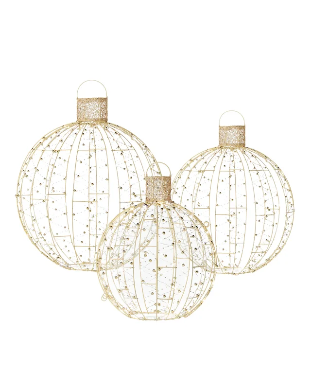 WeRChristmas White Set Of 3 Pre-Lit Baubles Silhouette 62 Cm