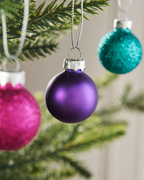 WeRChristmas Multi-Colour Set Of 24 Mini Glass Christmas Tree Baubles 3 Cm - No Size Image 4