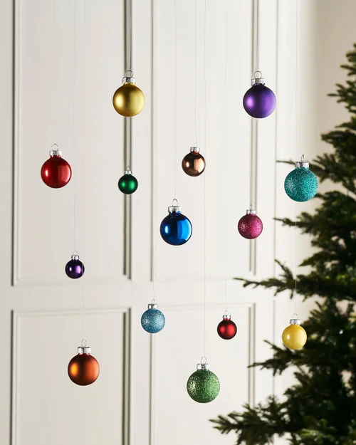 WeRChristmas Multi-Colour Set Of 24 Mini Glass Christmas Tree Baubles 3 Cm - No Size Image 2