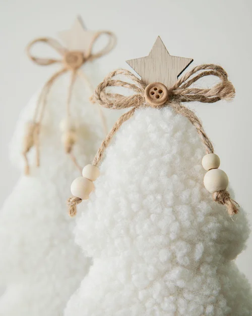 WeRChristmas Set Of 2 Sherpa Christmas Trees Tabletop Trees 34 Cm & 30 Cm - No Size Image 3