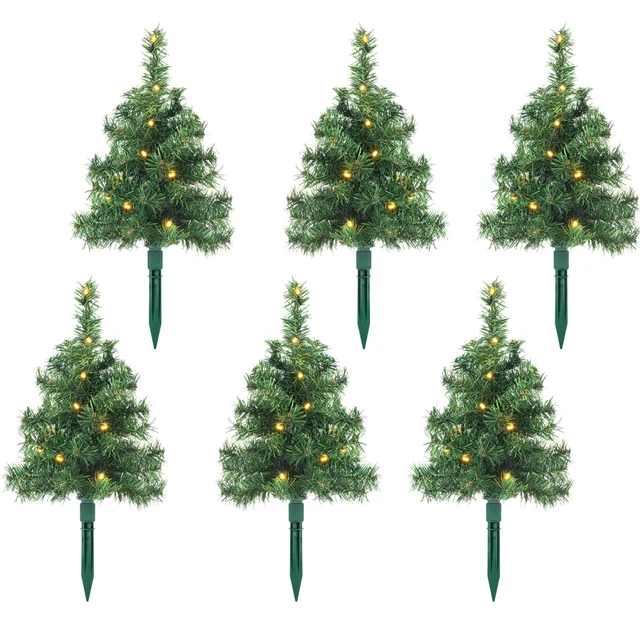 WeRChristmas White Set Of 6 Christmas Tree Pathway Stake Lights 90 Warm White Leds 30 Cm