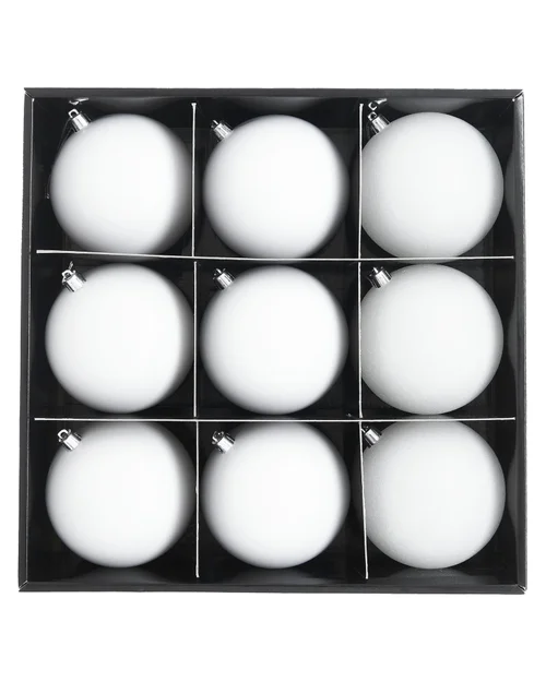 WeRChristmas White Shatterproof Christmas Baubles 9 Pack 10 Cm - No Size Image 1