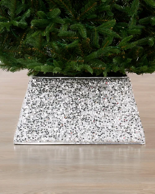 WeRChristmas Silver Square Sequin Christmas Tree Collar 36 Cm - No Size Image 2