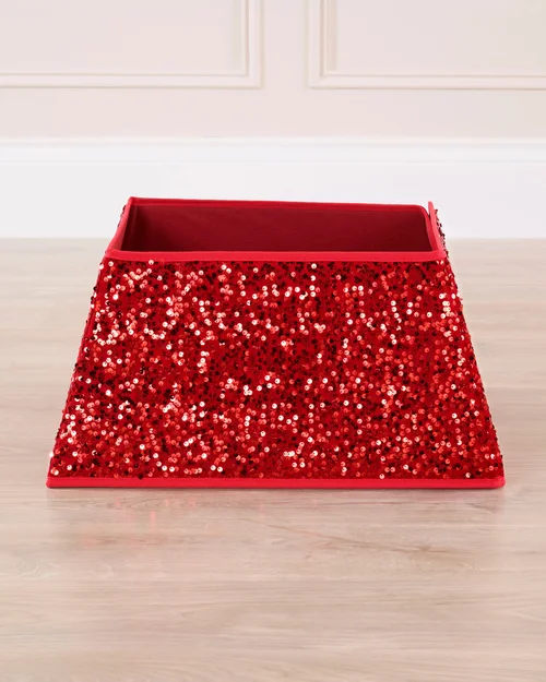 WeRChristmas Red Square Sequin Christmas Tree Collar 36 Cm - No Size Image 1