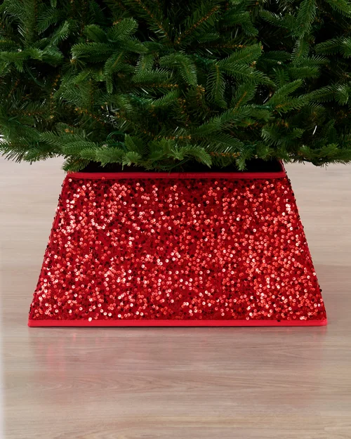 WeRChristmas Red Square Sequin Christmas Tree Collar 36 Cm - No Size Image 2