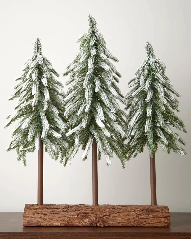 WeRChristmas Snow-Flocked Tree Trio With Log Base 50 Cm