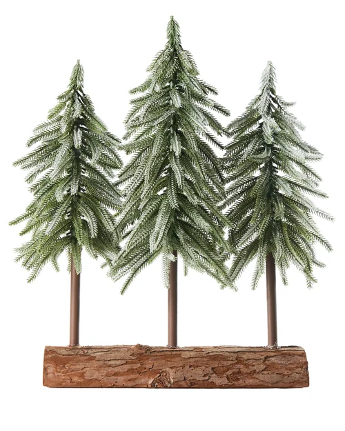 WeRChristmas Snow-Flocked Tree Trio With Log Base 50 Cm - No Size Image 1