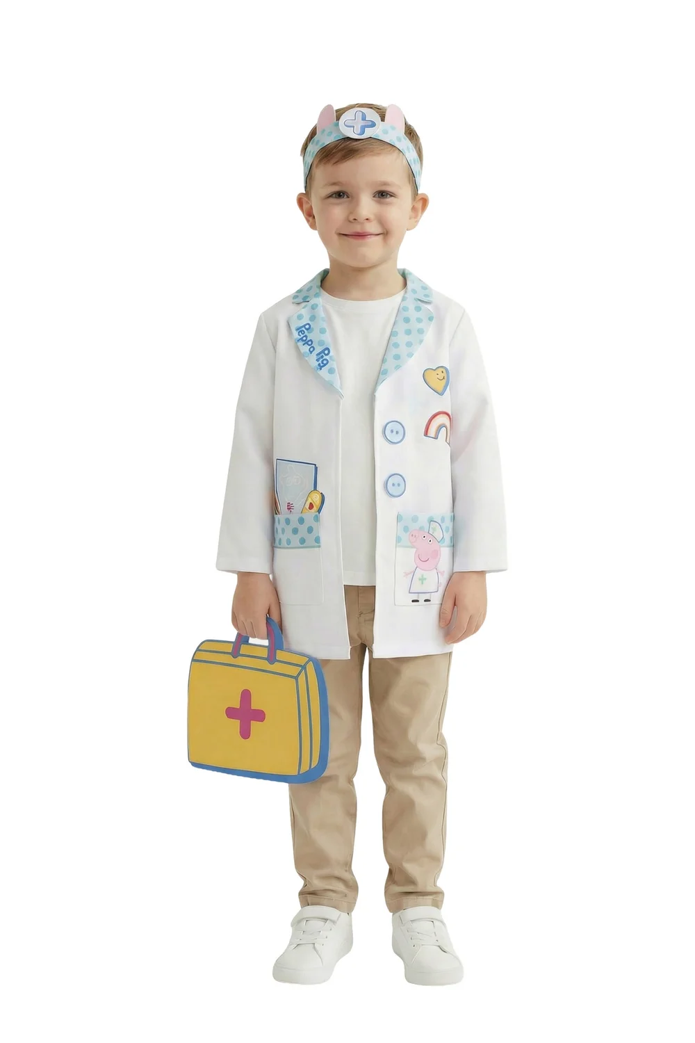 Vanilla Underground Peppa Pig Unisex Kids White Doctor 3 Piece Costume (2-6 Years) - 4-6 Yrs Image 1